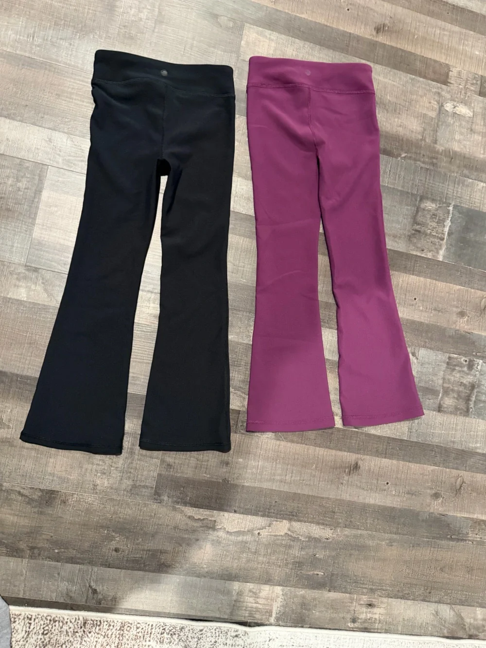 Yogalicious Kids Flare Leggings in Black & Plum